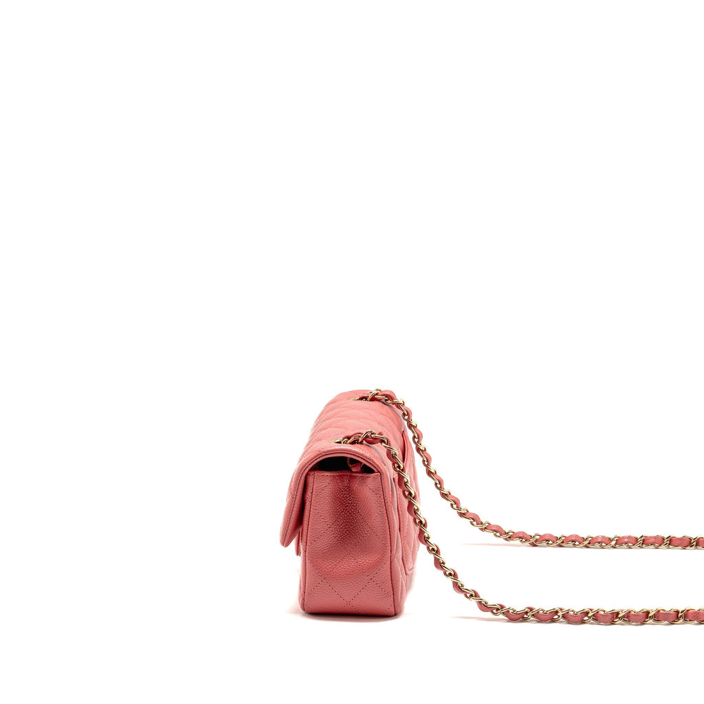 CHANEL MINI RECTANGULAR FLAP BAG CAVIAR PINK GHW