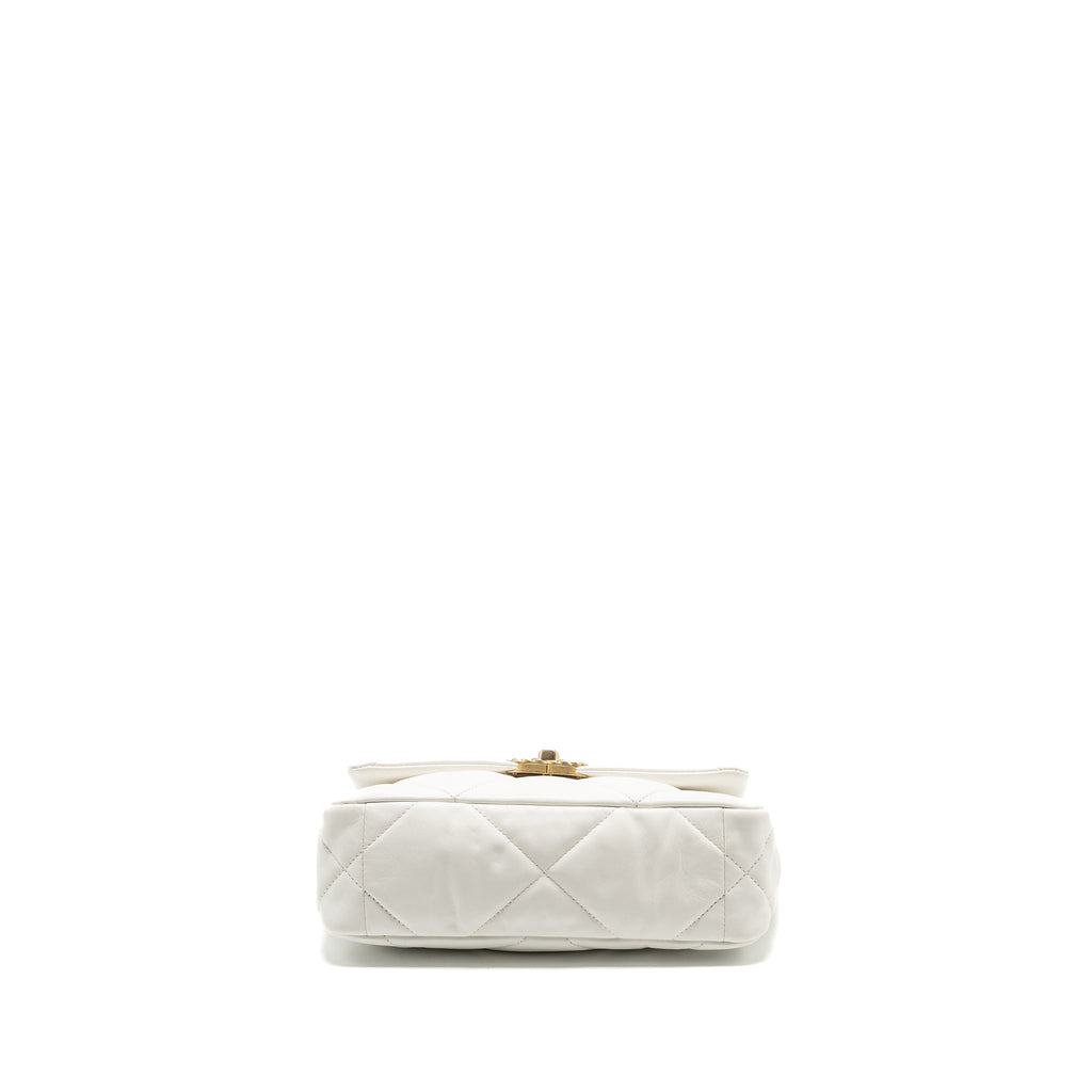 CHANEL SMALL 19 BAG SHINY GOATSKIN WHITE MULTICOLOURED HARDWARE