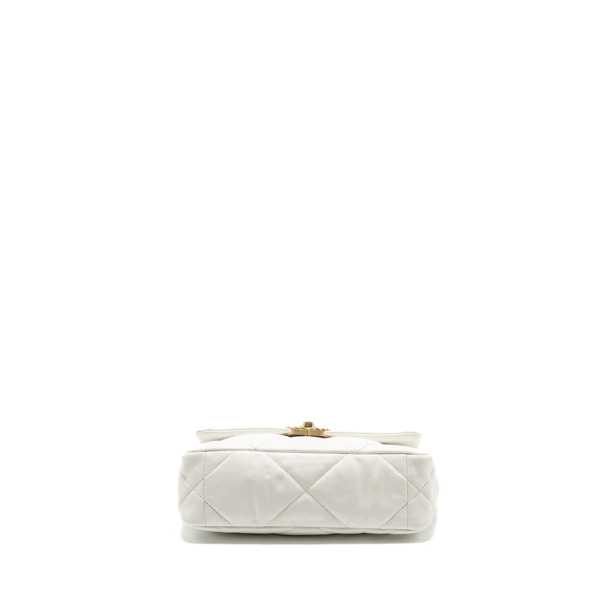 CHANEL SMALL 19 BAG SHINY GOATSKIN WHITE MULTICOLOURED HARDWARE