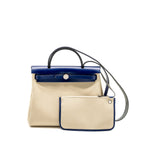 Hermes Herbag 31 Zip Bag Canvas/Leather Blue SHW