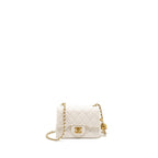 CHANEL PEARL CRUSH MINI SQUARE LAMBSKIN WHITE GHW (MICROCHIP)