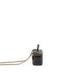 CHANEL TOP HANDLE LONG VANITY WITH CHAIN LAMBSKIN BLACK GHW