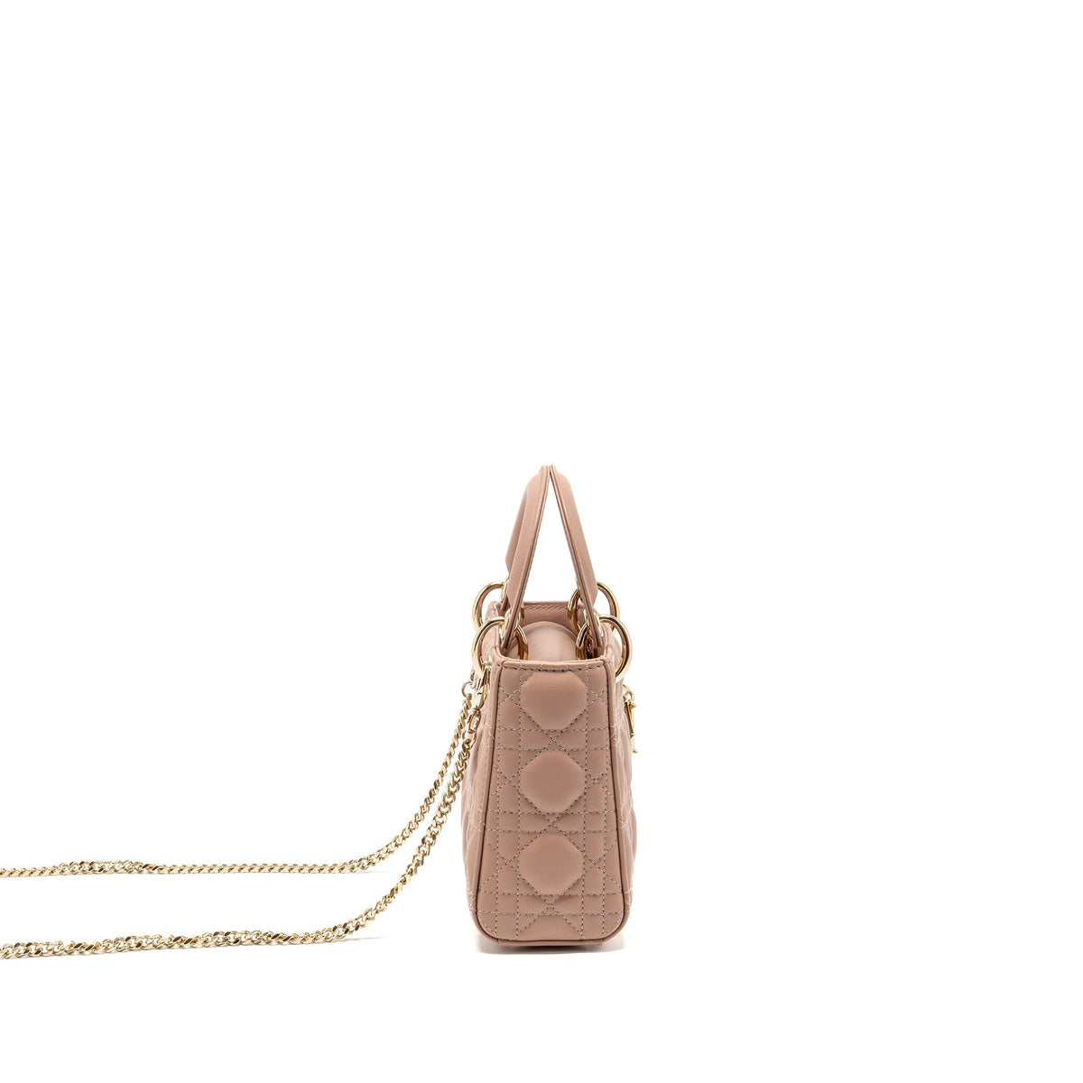 DIOR MINI LADY DIOR LAMBSKIN BLUSH LGHW