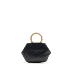 Chanel Pearl Crown Handle Clutch Lambskin Black GHW (Microchip)