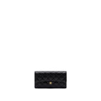 CHANEL CLASSIC FLAP WALLET GRAINED CALFSKIN BLACK GHW