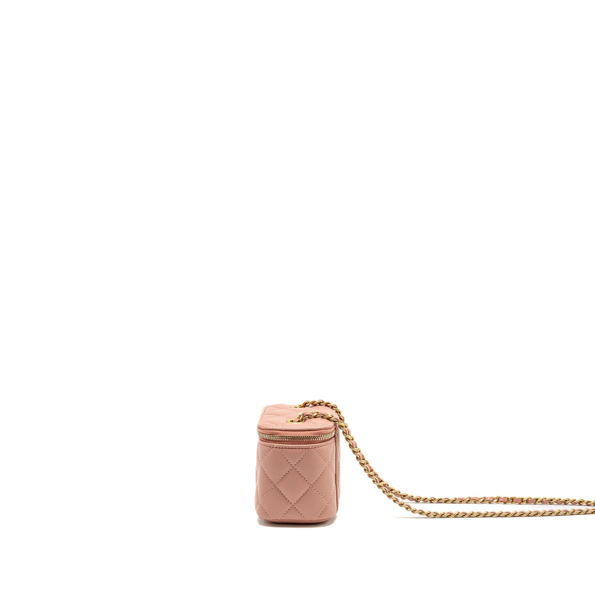 CHANEL PEARL CRUSH MINI VANITY WITH CHAIN LAMBSKIN PINK GHW