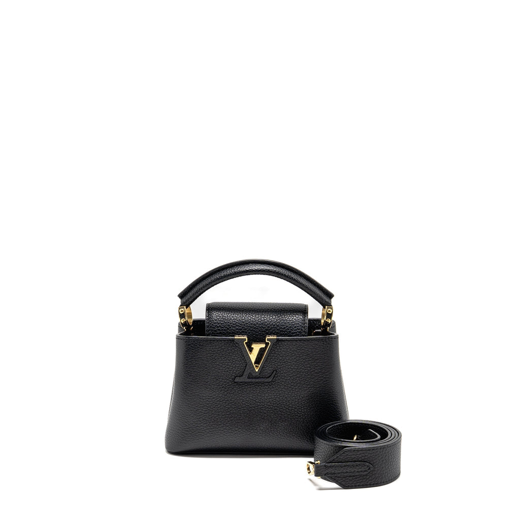 LOUIS VUITTON CAPUCINES MINI TAURILLON BLACK GHW