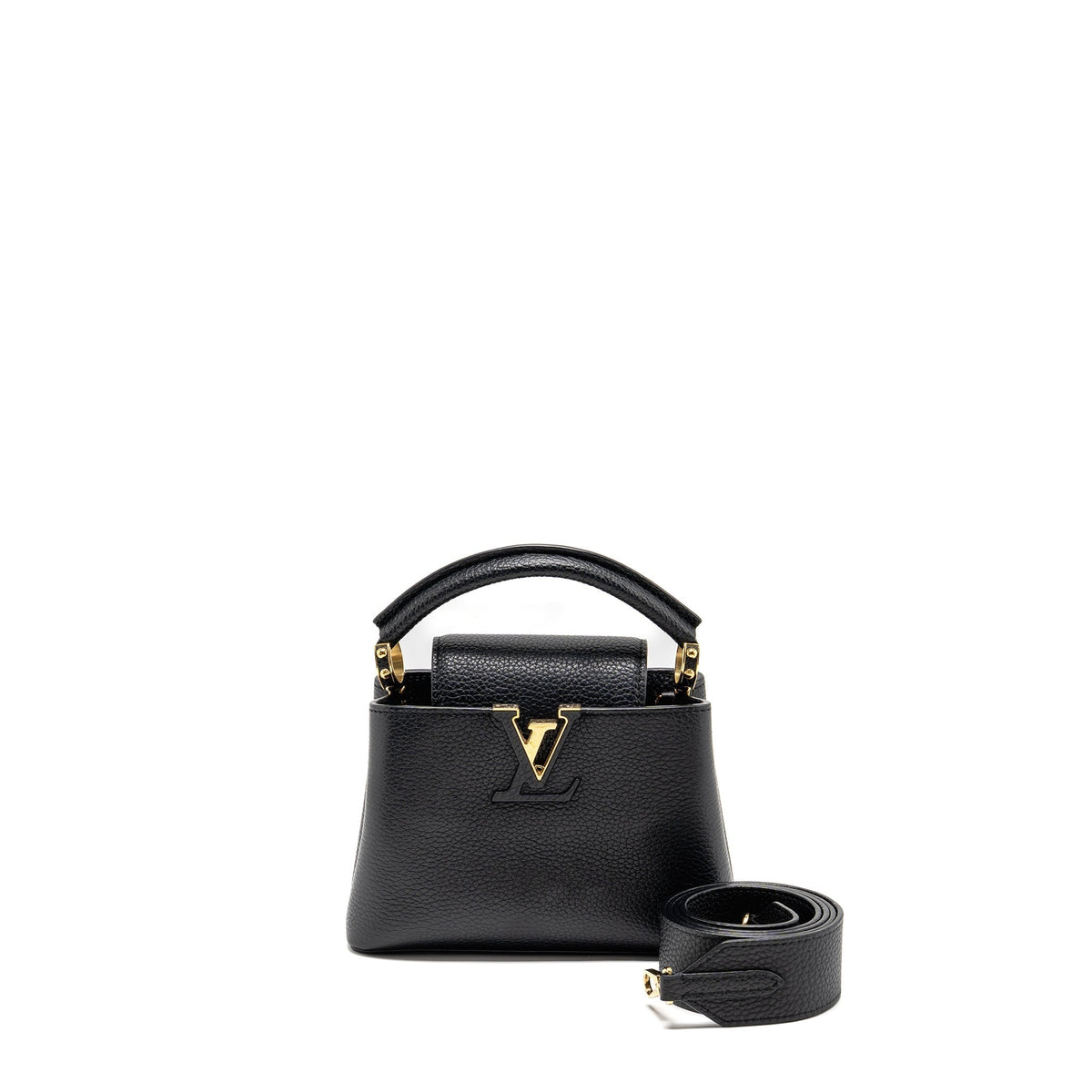LOUIS VUITTON CAPUCINES MINI TAURILLON BLACK GHW