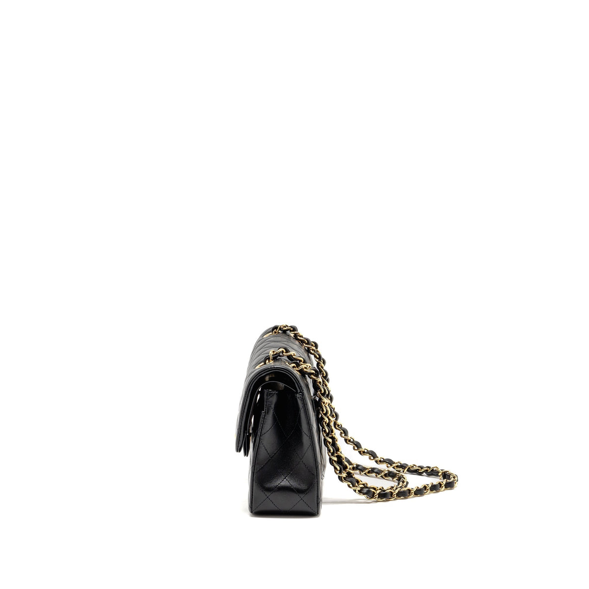 CHANEL SMALL CLASSIC DOUBLE FLAP BAG LAMBSKIN BLACK LGHW (MICROCHIP)