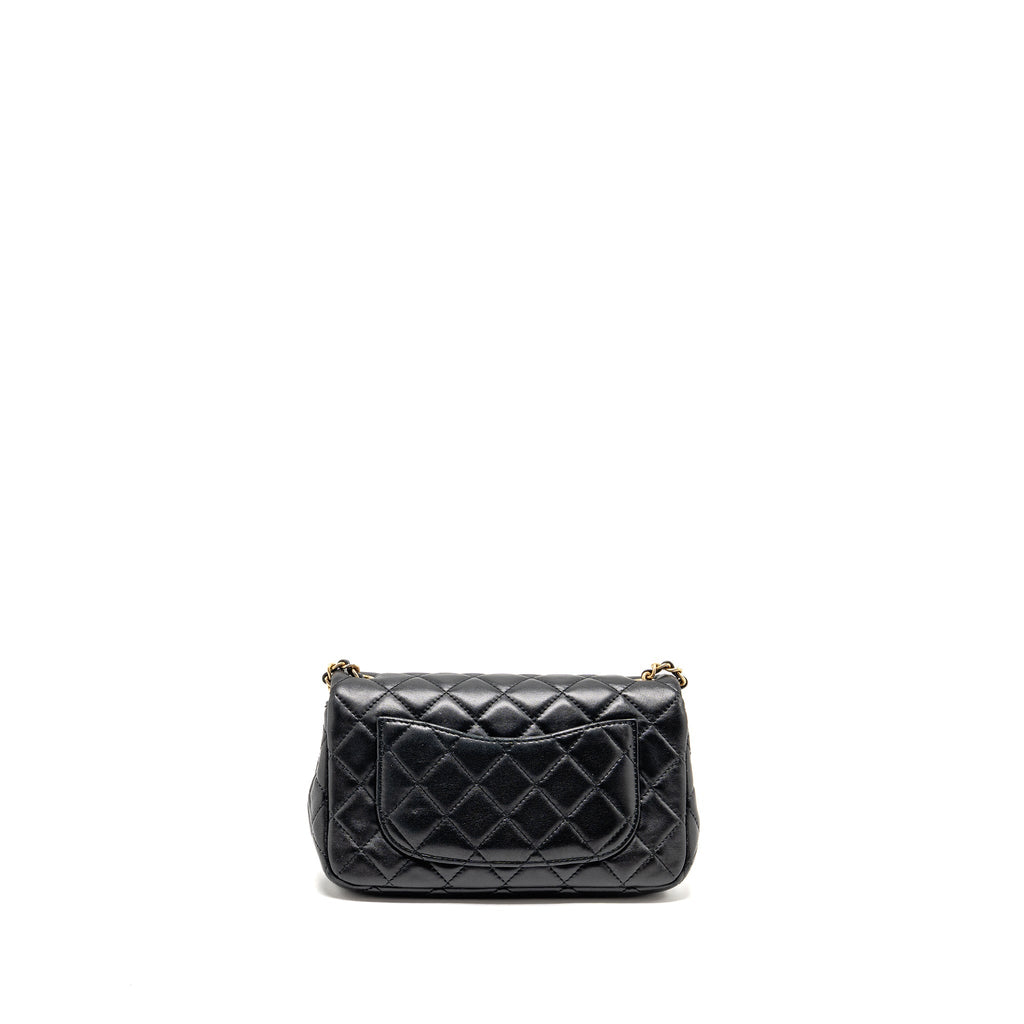 CHANEL PEARL CRUSH MINI RECTANGULAR FLAP BAG LAMBSKIN BLACK GHW