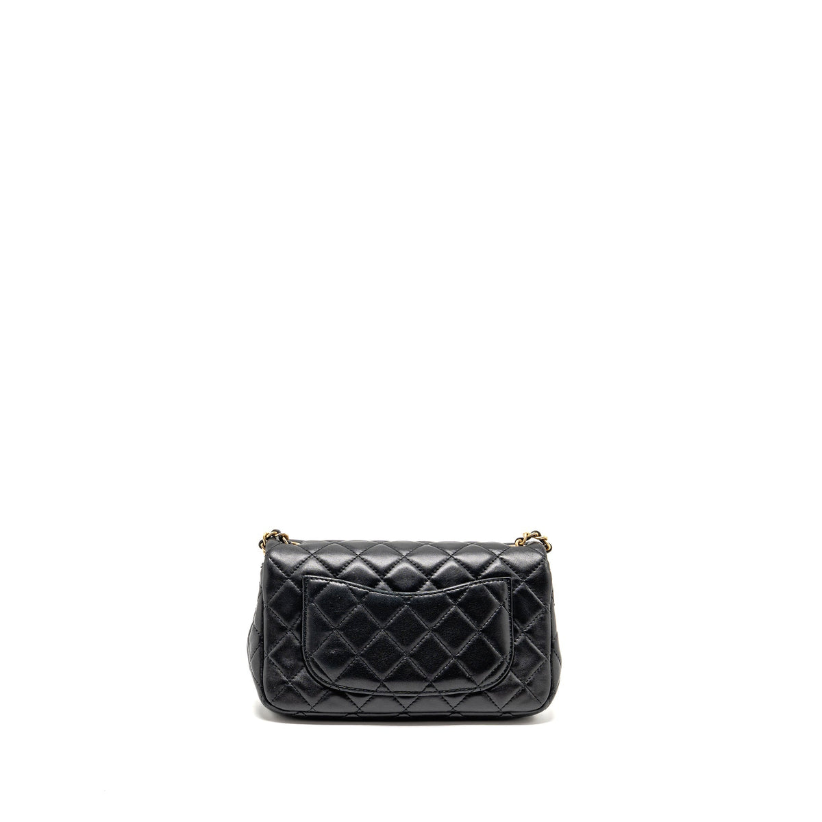CHANEL PEARL CRUSH MINI RECTANGULAR FLAP BAG LAMBSKIN BLACK GHW