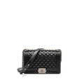 CHANEL MEDIUM BOY BAG CAVIAR BLACK RUTHENIUM SILVER HARDWARE (MICROCHIP)