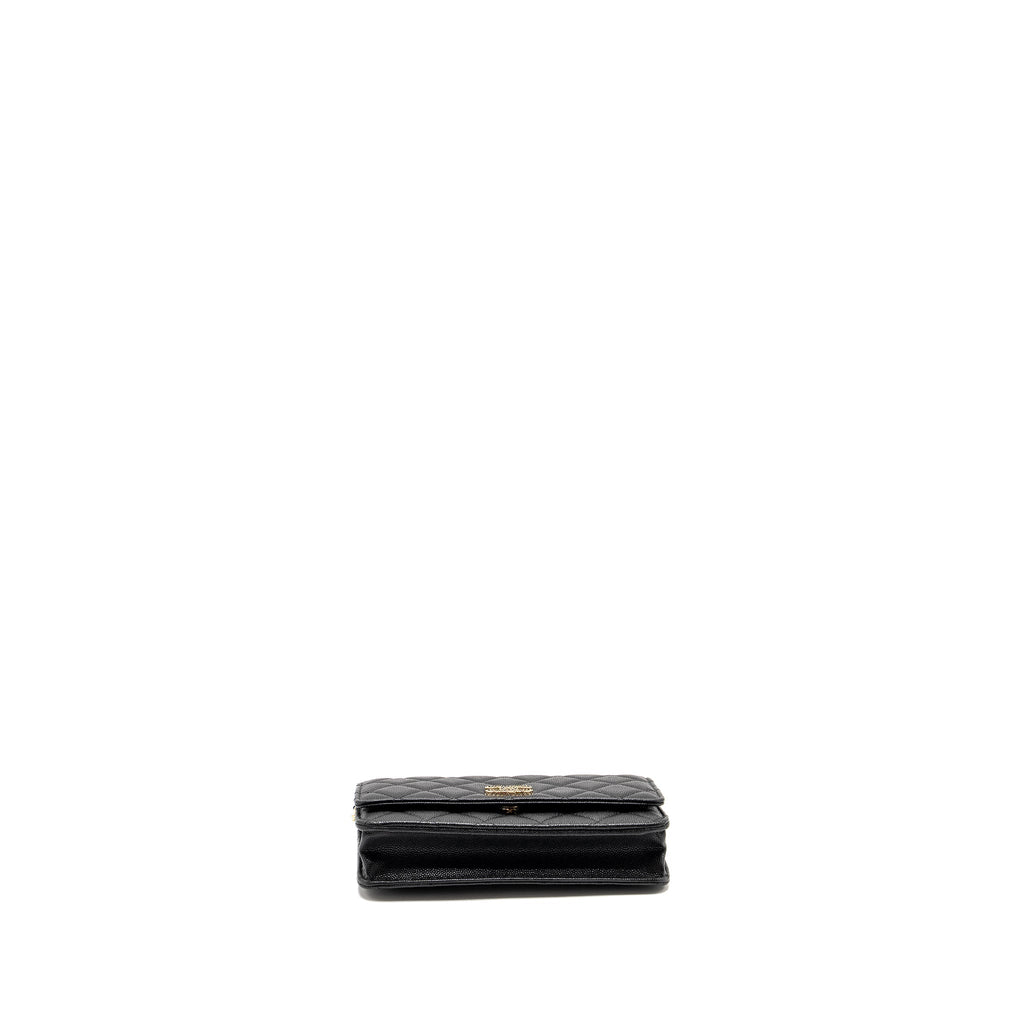 CHANEL DETAILED CC LOGO WALLET ON CHAIN CAVIAR CAVIAR BLACK GHW (MICROCHIP)