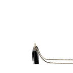 CHANEL PEARL DETAILED TOP HANDEL WALLET ON CHAIN LAMBSKIN BLACK LGHW (MICROCHIP)