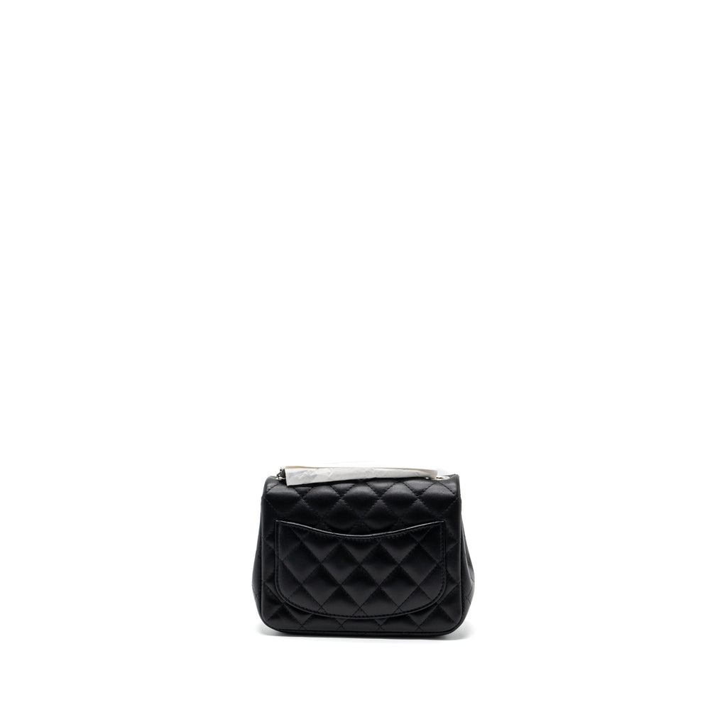 CHANEL MINI SQUARE FLAP BAG LAMBSKIN BLACK SHW (MICROCHIP)
