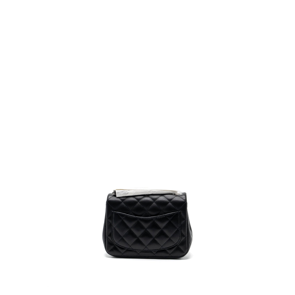 CHANEL MINI SQUARE FLAP BAG LAMBSKIN BLACK SHW (MICROCHIP)