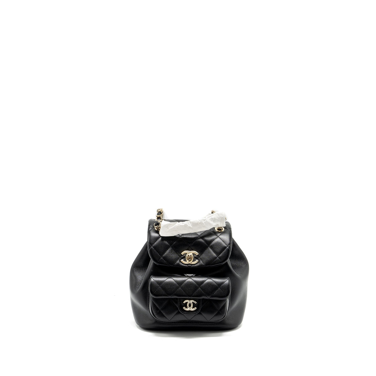 CHANEL 24P MINI DUMA BACKPACK CALFSKIN BLACK LGHW (MICROCHIP)