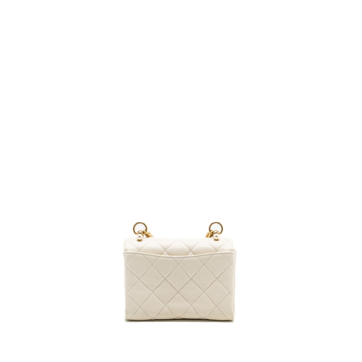 CHANEL QUILTED MINI FLAP BAG CALFSKIN WHITE GHW
