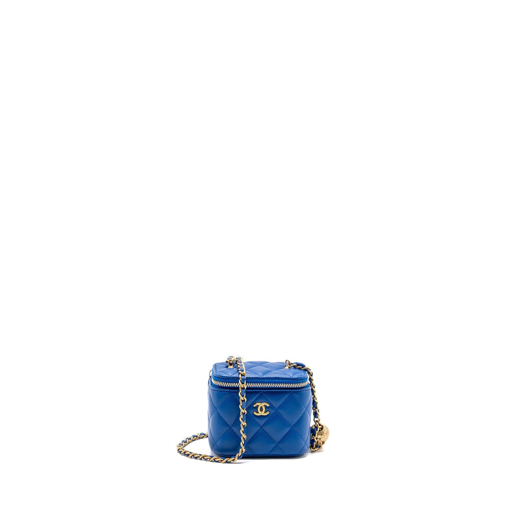 CHANEL PEARL CRUSH MINI VANITY LAMBSKIN BLUE GHW(MICROCHIP)