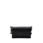 CHANEL MEDIUM BOY BAG CAVIAR BLACK RUTHENIUM SILVER HARDWARE(MICROCHIP)