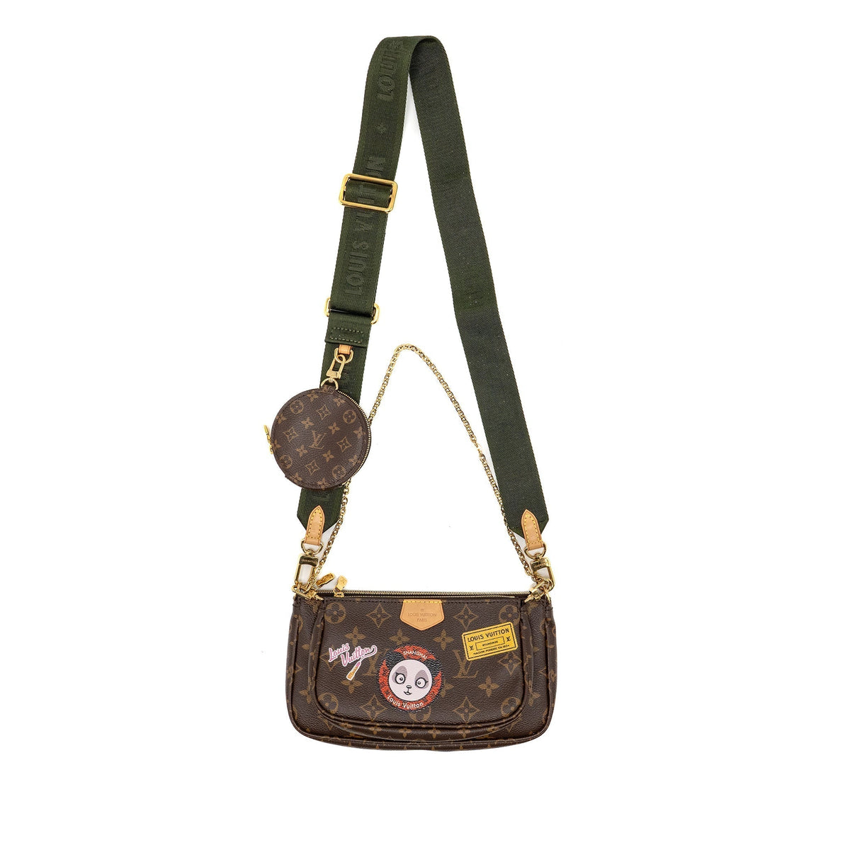 LOUIS VUITTON MY LV WORLD TOUR MULTI POCHETTE ACCESSORIES KHAKI STRAP MONOGRAM CANVAS GHW