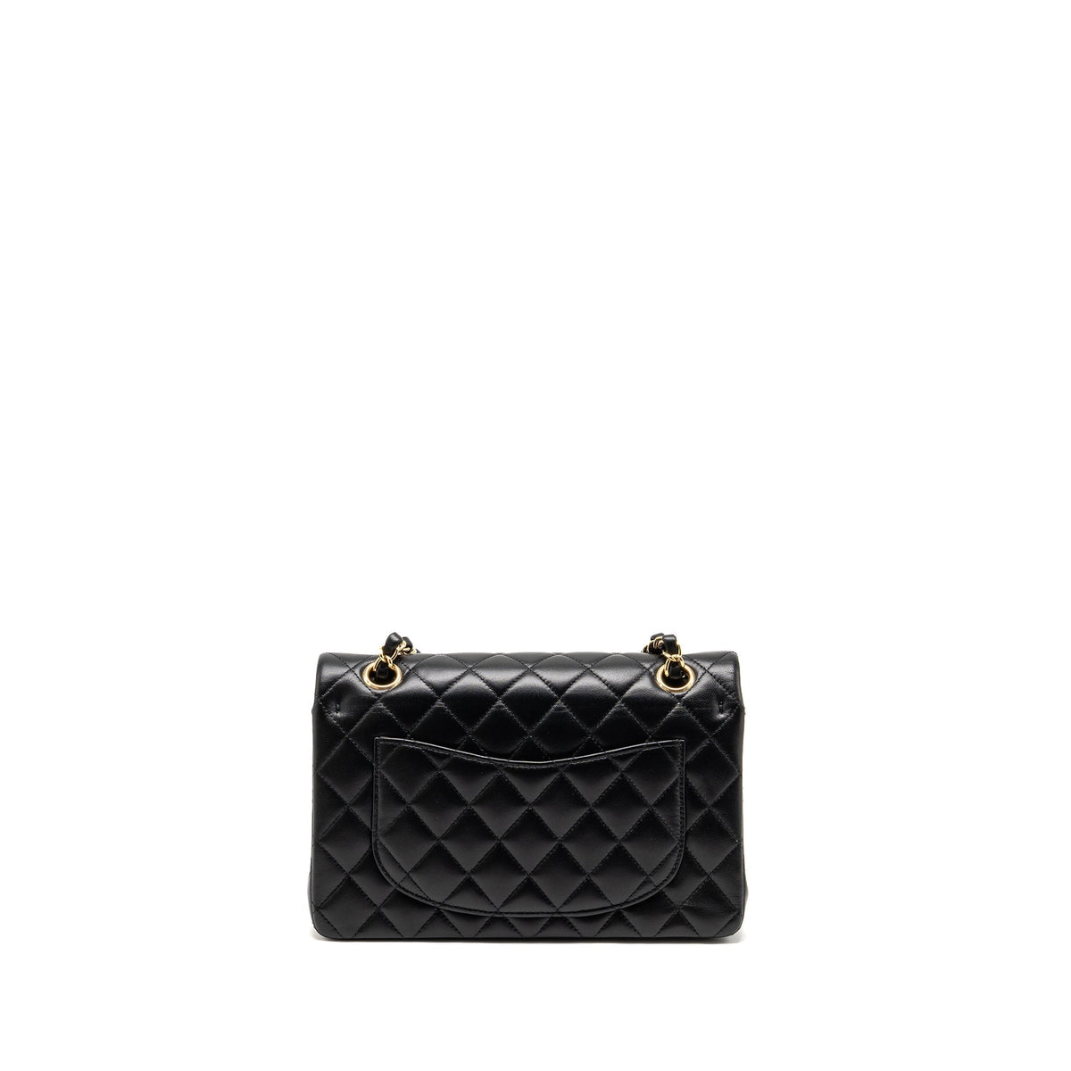 CHANEL SMALL CLASSIC DOUBLE FLAP BAG LAMBSKIN BLACK LGHW (MICROCHIP)