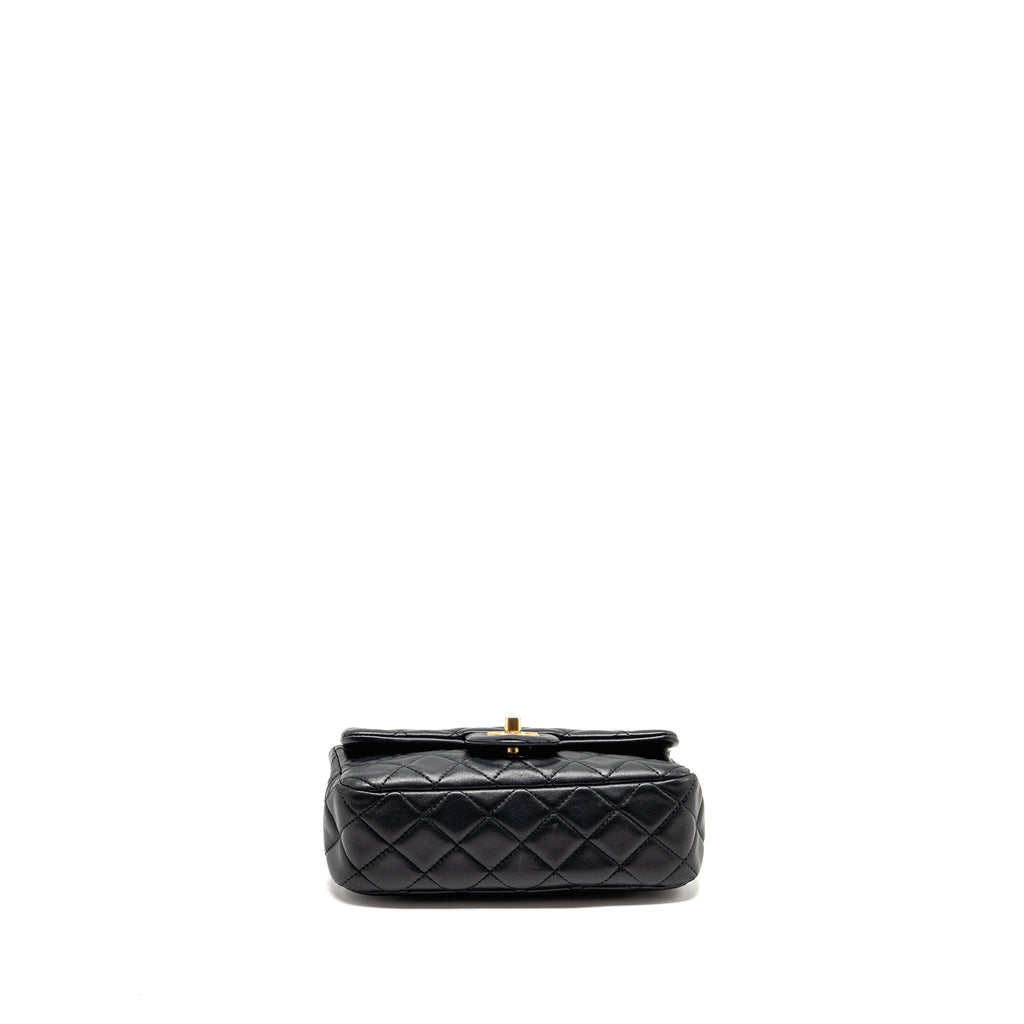 CHANEL PEARL CRUSH MINI RECTANGULAR FLAP BAG LAMBSKIN BLACK GHW