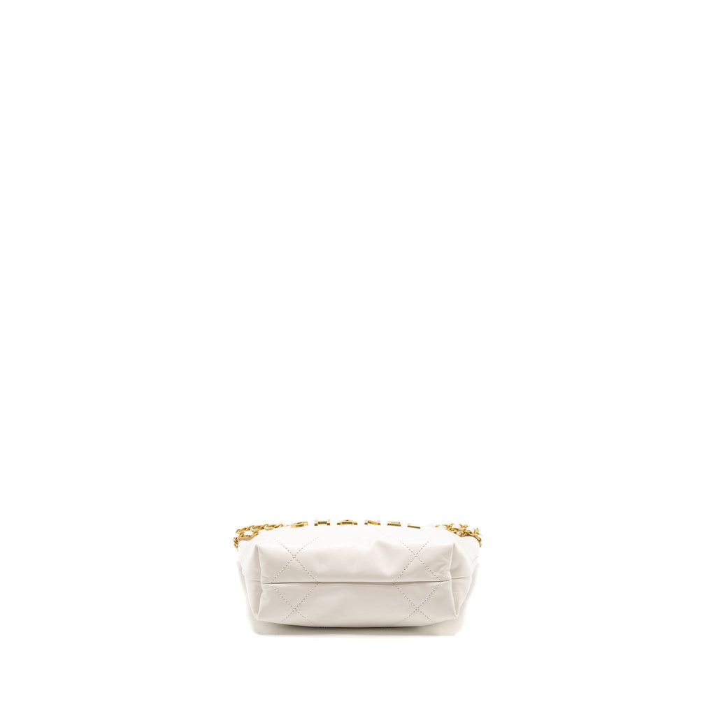 CHANEL MINI 22 BAG SHINY CALFSKIN WHITE GHW (MICROCHIP)