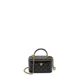 CHANEL TOP HANDLE LONG VANITY WITH CHAIN LAMBSKIN BLACK GHW