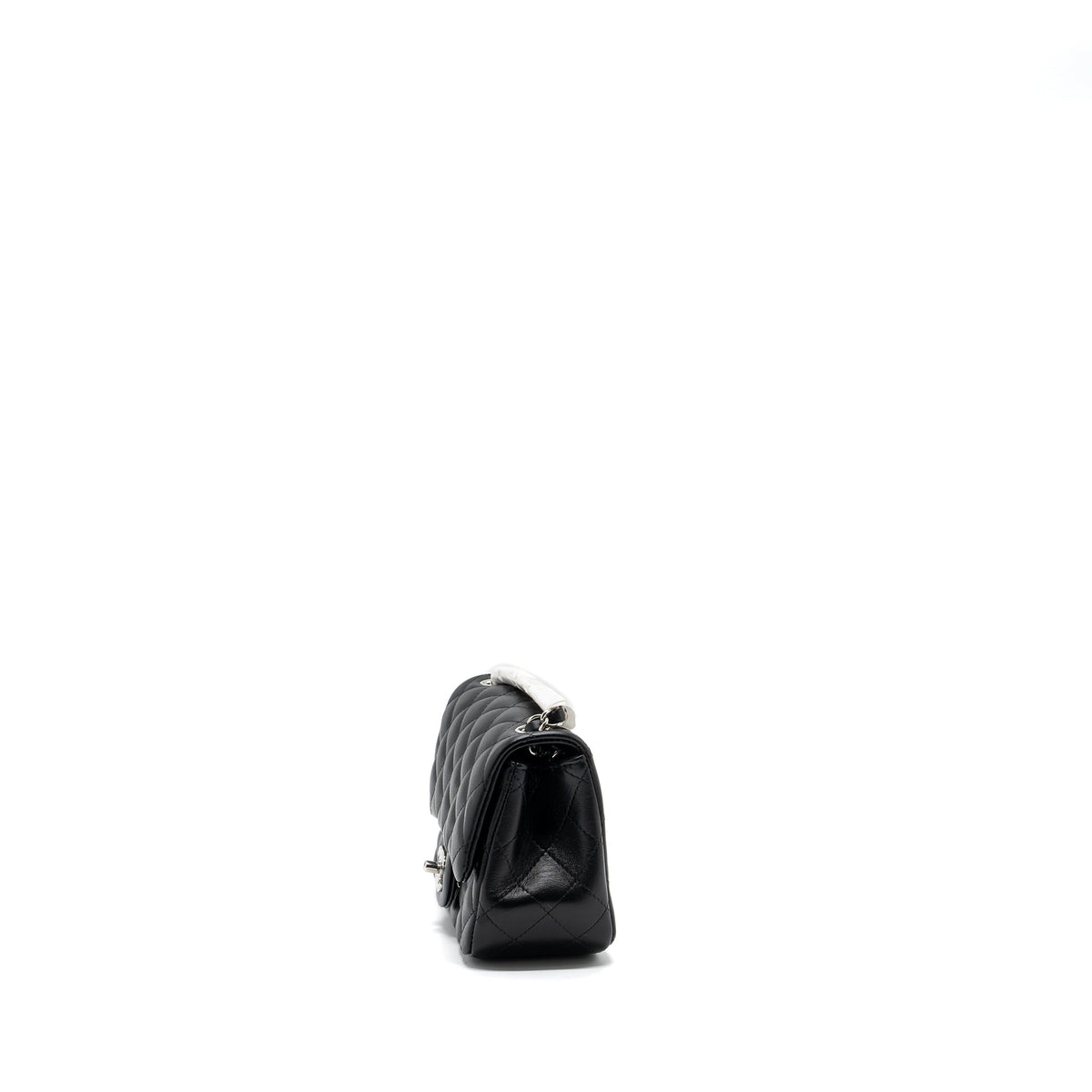 CHANEL MINI SQUARE FLAP BAG LAMBSKIN BLACK SHW (MICROCHIP)