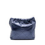 CHANEL SMALL 22 BAG SHINY CALFSKIN IRIDESCENT BLACK WITH BLACK HARDWARE(MICROCHIP)