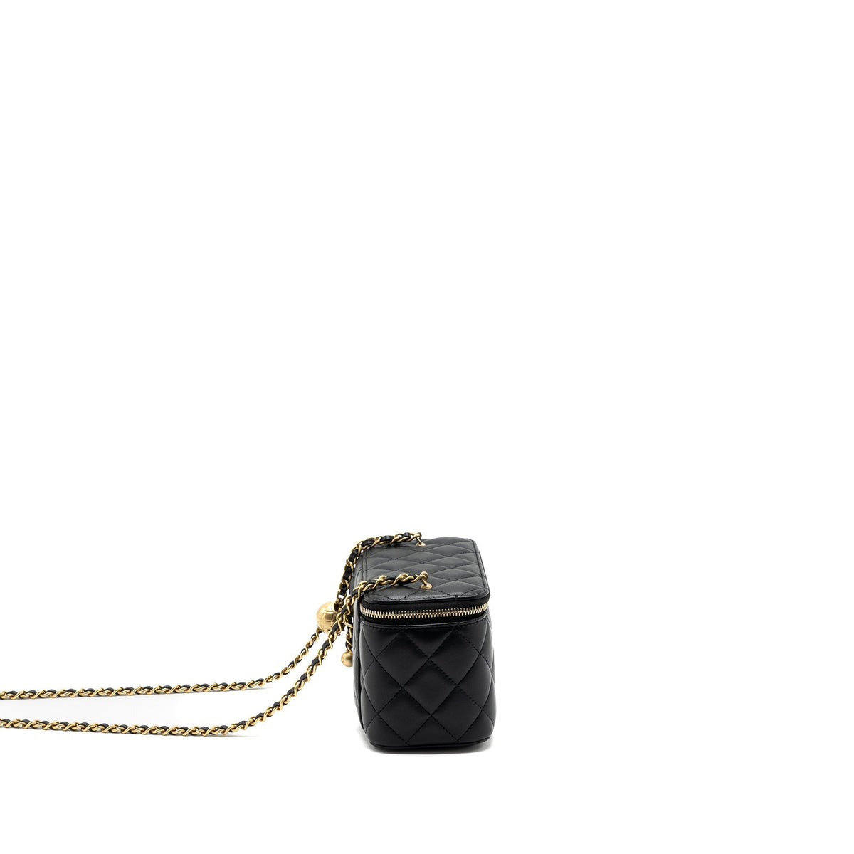 CHANEL PEARL CRUSH LONG VANITY LAMBSKIN BLACK GHW (MICROCHIP)