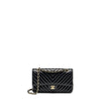 CHANEL MEDIUM CLASSIC DOUBLE FLAP BAG CHEVRON LAMBSKIN BLACK LGHW