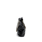 CHANEL SMALL 22 BAG GOLD LETTER SHINY  CALFSKIN BLACK BRUSHED GHW (MICROCHIP)