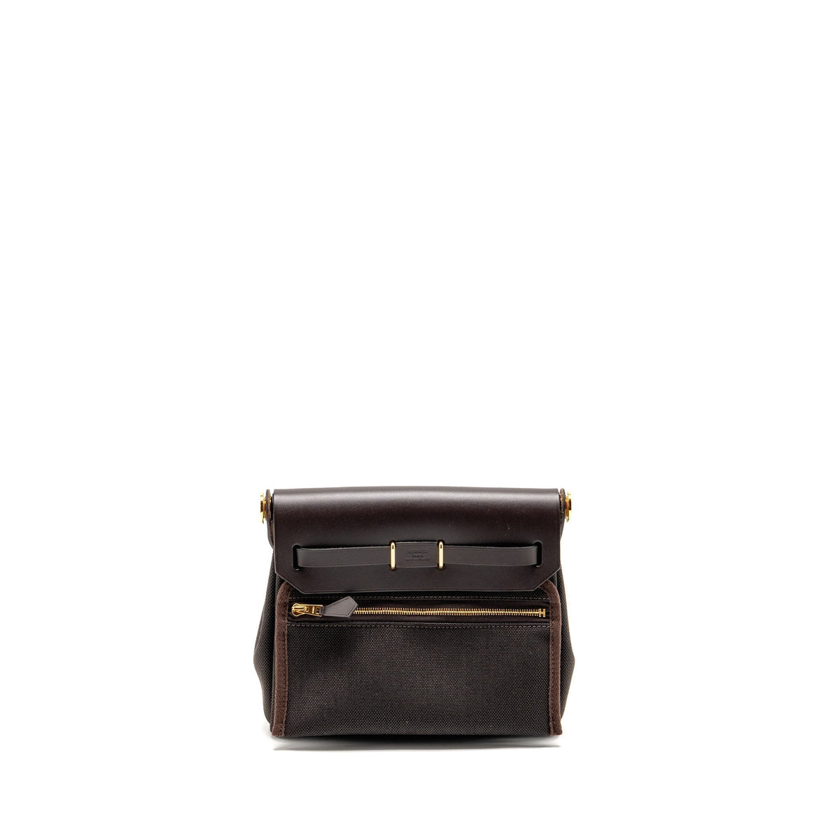HERMES HERBAG MINI CANVAS/HUNTER LEATHER EBENE GHW