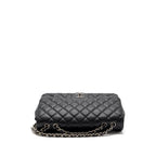 CHANEL CLASSIC JUMBO SINGLE FLAP BAG CAVIAR BLACK SHW