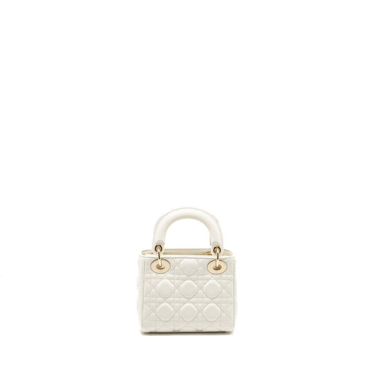 DIOR MINI LADY DIOR LAMBSKIN WHITE LGHW