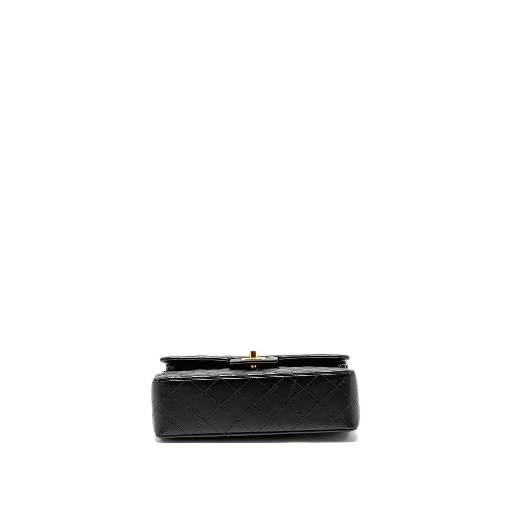 CHANEL SMALL CLASSIC DOUBLE FLAP BAG LAMBSKIN BLACK LGHW (MICROCHIP)