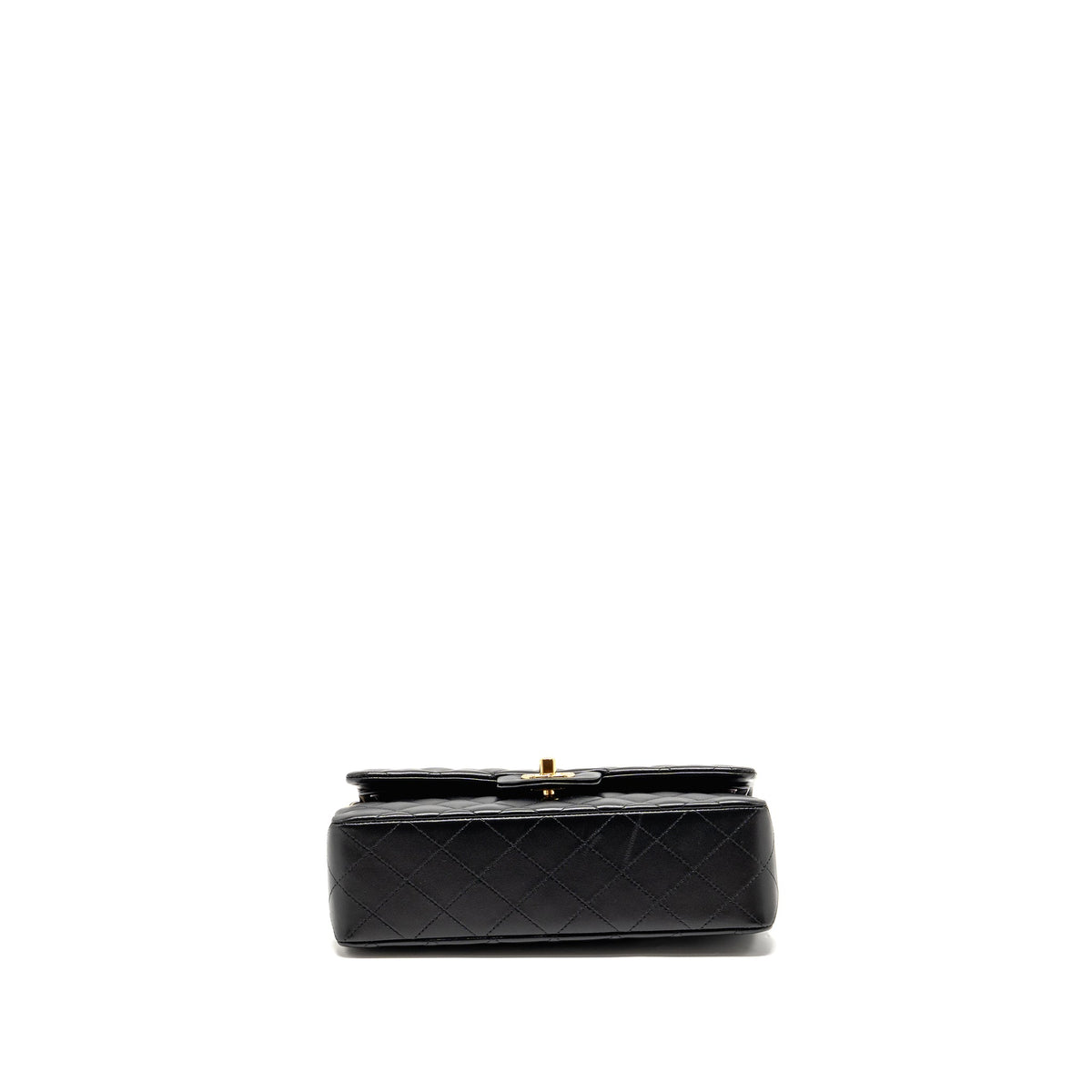 CHANEL SMALL CLASSIC DOUBLE FLAP BAG LAMBSKIN BLACK LGHW (MICROCHIP)