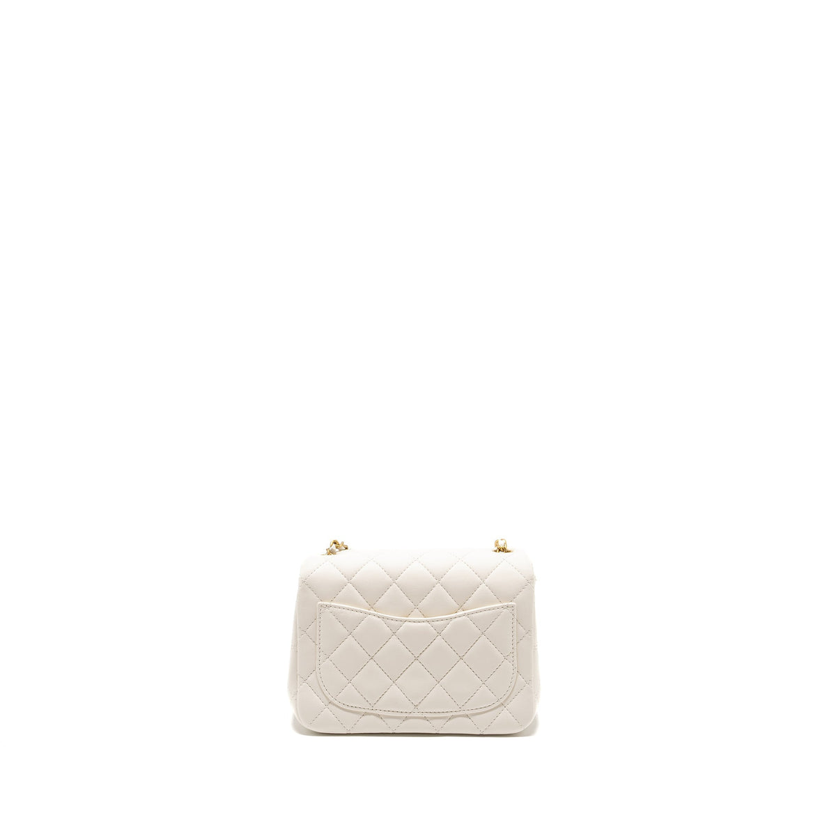 CHANEL PEARL CRUSH MINI SQUARE LAMBSKIN WHITE GHW (MICROCHIP)