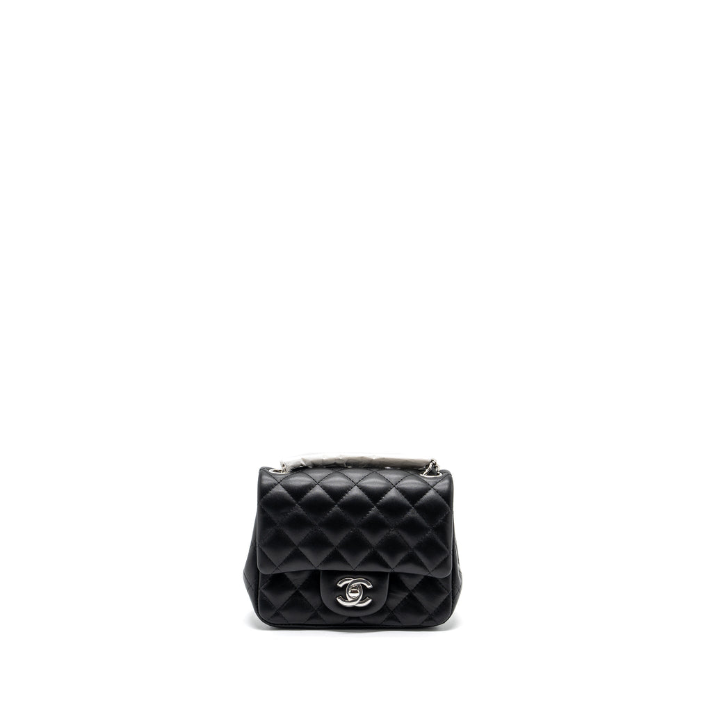 CHANEL MINI SQUARE FLAP BAG LAMBSKIN BLACK SHW (MICROCHIP)