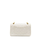 CHANEL VINTAGE MEDIUM CLASSIC DOUBLE FLAP BAG WHITE LAMBSKIN GHW