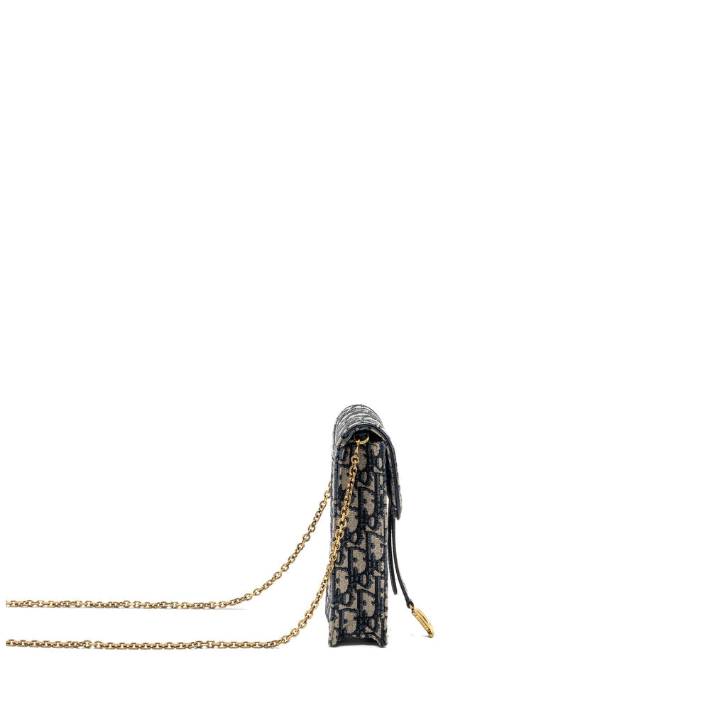 DIOR SADDLE PHONE POUCH DIOR OBLIQUE JACQUARD BLUE GHW