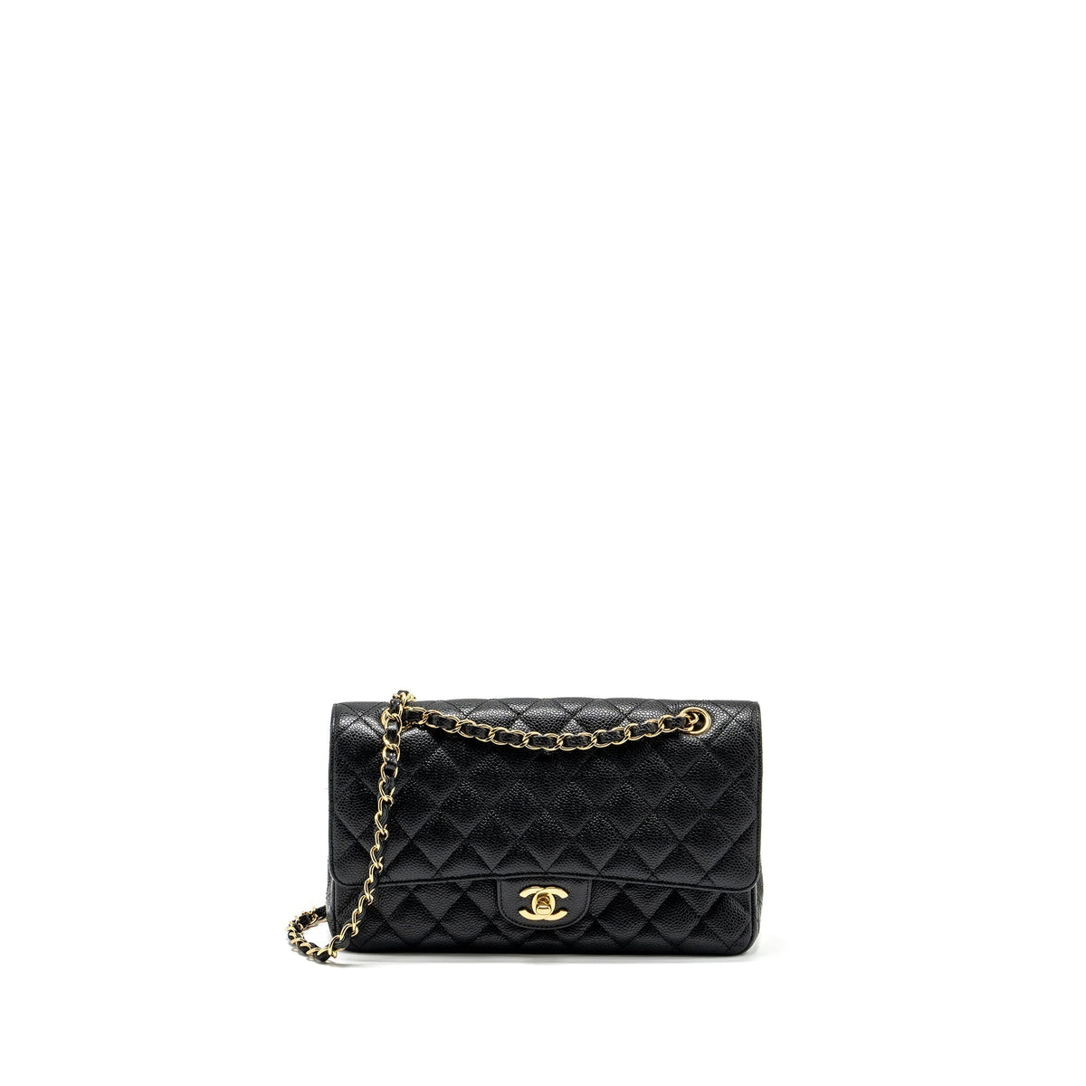 CHANEL MEDIUM CLASSIC DOUBLE FLAP BAG CAVIAR BLACK GHW