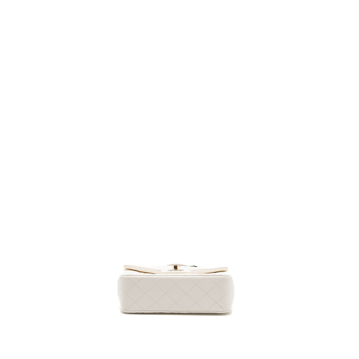 CHANEL TOP HANDLE MINI RECTANGULAR FLAP BAG LAMBSKIN WHITE LGHW (MICROCHIP)