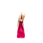 Hermes Herbag 31 Zip Bag toile H Berliner canvas / hunter rose shocking / beige / fauve SHW