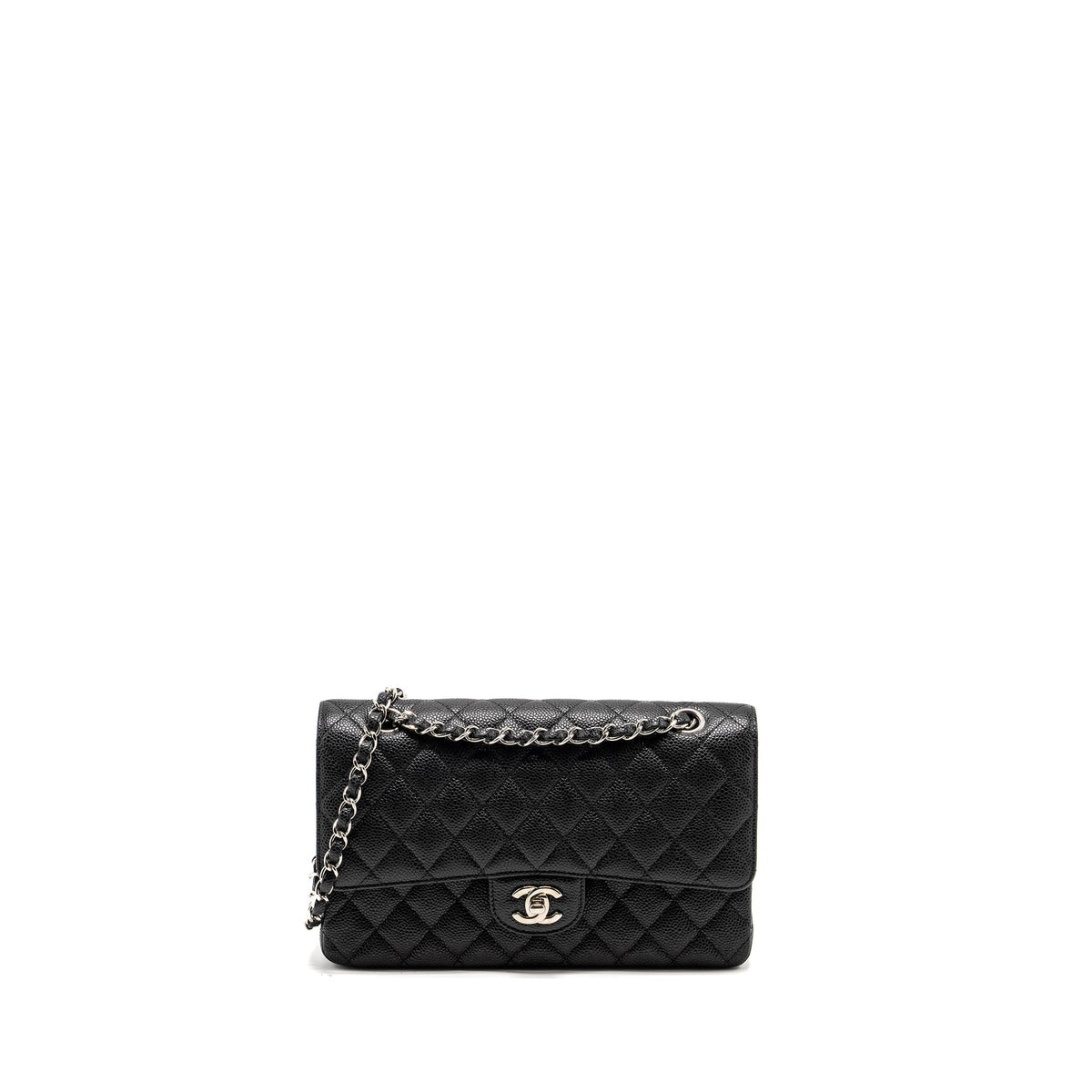CHANEL MEDIUM CLASSIC DOUBLE FLAP BAG CAVIAR BLACK SHW