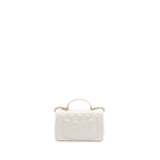 CHANEL TOP HANDLE MINI RECTANGULAR FLAP BAG LAMBSKIN WHITE LGHW (MICROCHIP)
