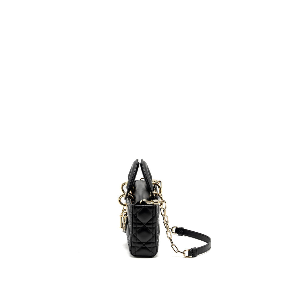 DIOR LADY D-JOY SMALL  BAG LAMBSKIN BLACK LGHW
