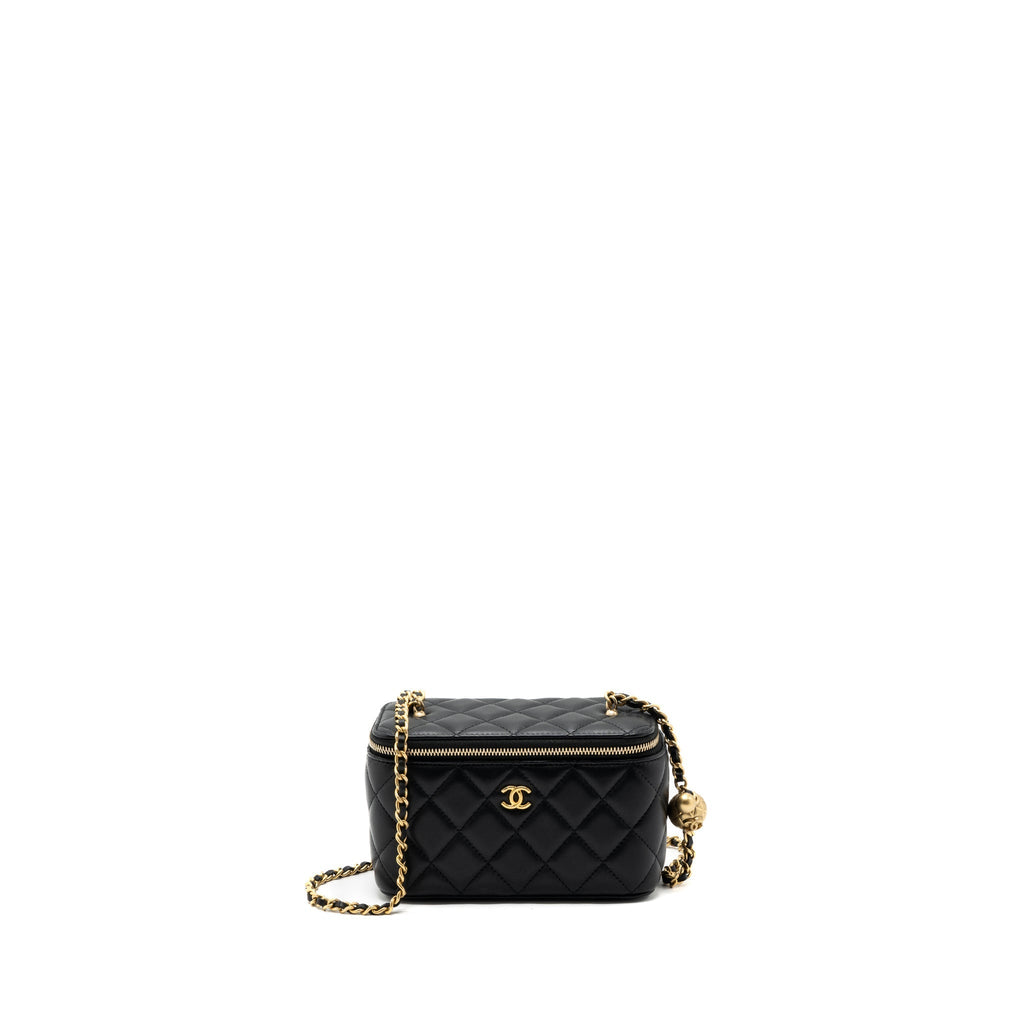 CHANEL PEARL CRUSH LONG VANITY LAMBSKIN BLACK GHW (MICROCHIP)